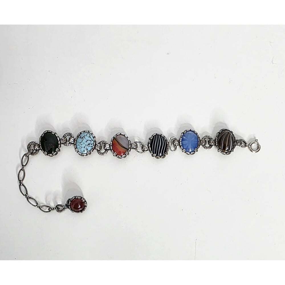Vintage Scottish Celtic Silver Cabachon Miracle Bracelet